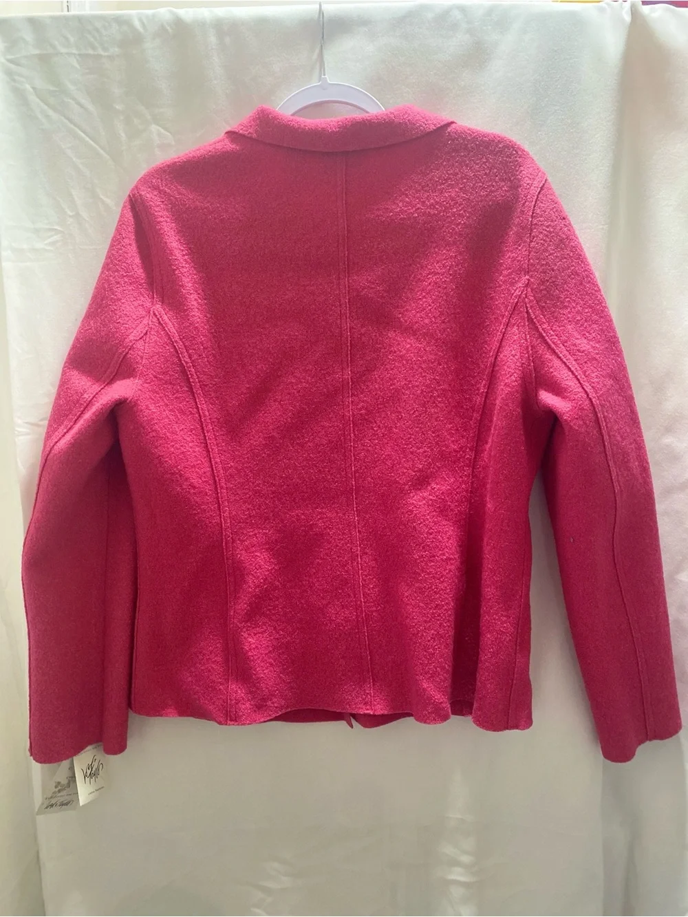 Lord & Taylor hot pink wool button front blazer women patch pockets  14’ Vintage